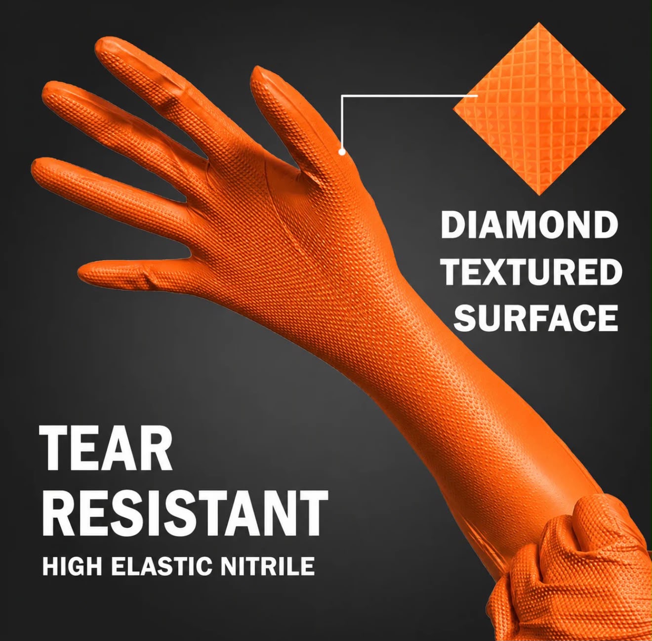XtraGuard Orange Diamond Grip Disposable Gloves – 100 Pack photo 2